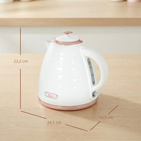 HOMCOM Fierbător electric, 1,7L, 2,2kW, funcție de fierbere rapidă cu filtru anti-calcar detașabil și lavabil | Aosom Romania