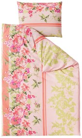 Lenjerie de pat din bumbac FLORI CU FRUNZE roz Dimensiune lenjerie de pat: 80 x 80 cm | 135 x 200 cm