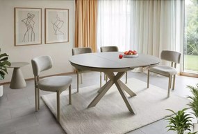 Masa extensibila Porto Ceramic bej mat/cașmir L120-160xl120 cm
