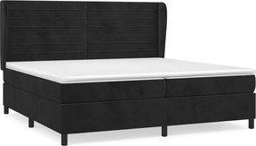 vidaXL Pat box spring cu saltea, negru, 200x200 cm, catifea