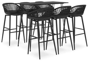 vidaXL Set mobilier de bar, 7 piese, negru