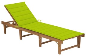 vidaXL Șezlong pliabil cu pernă, lemn masiv de acacia