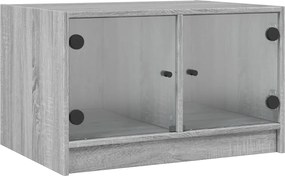 vidaXL Măsuță de cafea cu uși din sticlă, gri sonoma, 68x50x42 cm