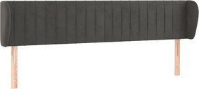 vidaXL Tăblie de pat cu aripioare gri închis 183x23x78/88 cm catifea
