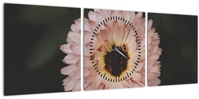 Tablou cu floare portocalie (cu ceas) (90x30 cm)