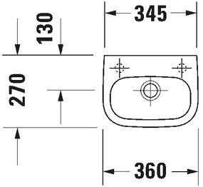 Duravit 7053600082 - Lavoar suspendat D-CODE 36 x 27 cm, ceramică, alb lucios