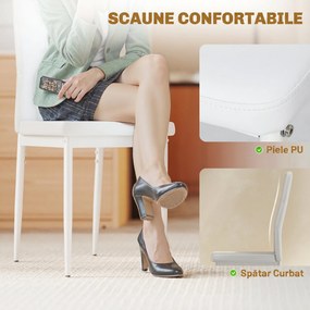 HOMCOM Set Masa pentru 4 Persoane cu 4 Scaune Tapițate, Design Modern și Elegant, Ideal pentru Dining, Alb | Aosom Romania