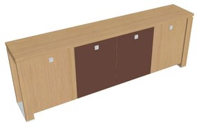 Dulap mic Verno+ 260 x 46 x 90 cm, uși combinate, stejar deschis / maro