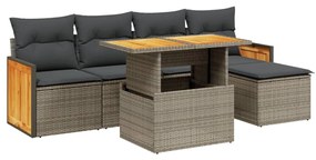 3273937 vidaXL Set mobilier grădină cu perne, 6 piese, gri, poliratan