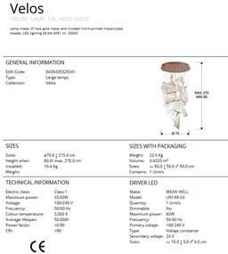 Lustra LED ultra-moderna design exclusivist 70cm Velos auriu roze SV-608428