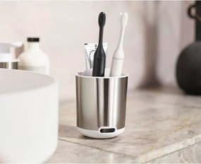 Suport pentru periuța de dinți argintiu din oțel inoxidabil Duo Steel – Joseph Joseph