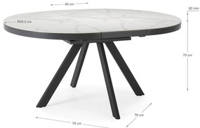 Masă de dining rotundă extensibilă cu blat ceramic cu blat suplimentar ø 120 cm Bela – Marckeric