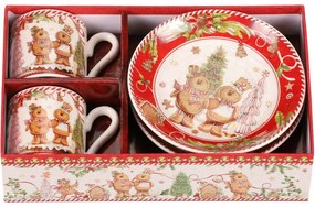 Set cadou cu 2 cești de Crăciun cu farfurioarePerníčky 180 ml
