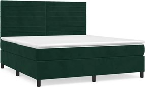 vidaXL Pat box spring cu saltea, verde închis, 160x200 cm, catifea