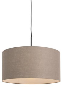 Lampă suspendată rustică neagră cu abajur maro 50 cm - Combi 1