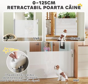 PawHut Gard Extensibil pentru Câini 0-144cm cu Blocare Automată, Alb | Aosom Romania