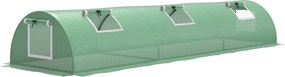 Outsunny Seră de Grădină Tunel cu 5 Ferestre Rulante din Oțel, PE și PP, 300x80x45 cm, Verde | Aosom Romania