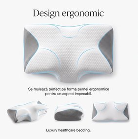Fata de perna ergonomica Tencel, 60x40x12 cm, Alb