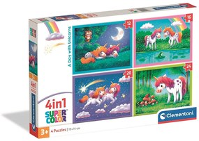 Unicorn One Day Puzzle 4-în-1 Clementoni