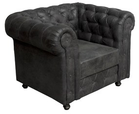 Fotoliu CHESTERFIELD cu arcuri, negru, 110x90x80 cm