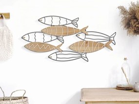 Panou decorativ negru/maro din metal si MDF, 60x2x30 cm, Fish Mauro Ferretti