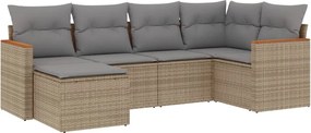 vidaXL Set canapele de grădină cu perne, 6 piese, bej, poliratan