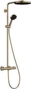 Coloana de dus cu baterie termostatata Hansgrohe Pulsify S Puro para cu 3 functii finisaj bronz periat