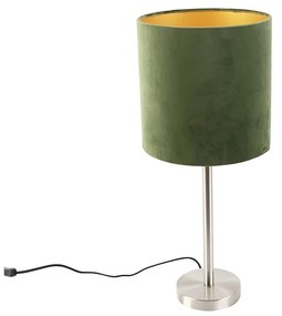 Lampă de masă din oțel cu abajur verde 25 cm - Simplo