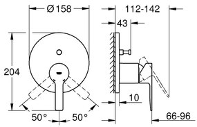 Baterie cada-dus incastrata Grohe Lineare pentru corp ingropat crom lucios