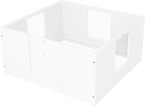 PawHut Cușcă pentru pui pentru câini mici și de talie medie, cușcă de fătare pentru câini cu intrare ajustabilă, tampoane antiderapante, Alb | Aosom Romania