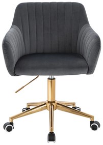 HR190K Scaun Grafit din Catifea cu Bază Aurie
