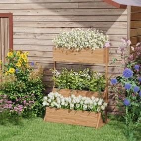 Outsunny Jardinieră pe picioare ridicată 3 niveluri cu inserții de irigare și fetru de drenaj din lemn pentru exterior | Aosom Romania