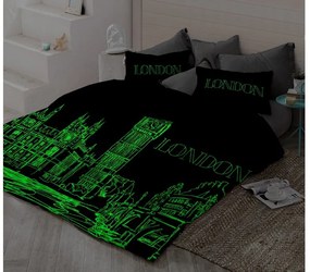 Lenjerie din bumbac fosforescenta ZIUA PARIS, NOAPTE LONDRA alba Dimensiune lenjerie de pat: 70 x 90 cm | 140 x 200 cm