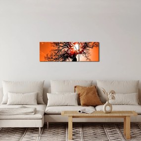 Tablou - Fag la apus de soare (cu ceas) (90x30 cm)