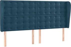 vidaXL Tăblie pat cu urechi albastru închis 203x23x118/128 cm catifea
