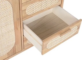 Bufet natur din metal , lemn de cauciuc si rattan , "Natqi"