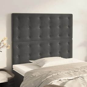 vidaXL Tăblii de pat, 2 buc, gri închis, 90x5x78/88 cm, catifea