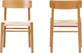 MAZZONI EXPORT LIAM Șnur Kraft/cadru Stejar Natural - SCAUN DIN LEMN ÎMPLETIT PENTRU LIVING SUFRAGERIE BUCĂTĂRIE MODERN CLASSIC BOHO