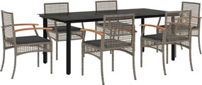 vidaXL Set mobilier de grădină cu perne, 7 piese, gri, poliratan