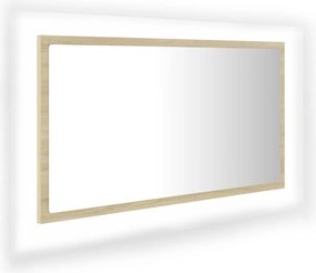 vidaXL Oglindă de baie cu LED, stejar sonoma, 80x8,5x37 cm, acril