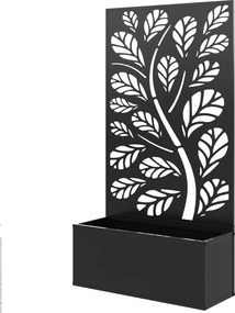 Outsunny Jardinieră cu spalier cu model crenguțe și frunze, cuvă pentru flori, pentru plante cățărătoare, metal 61 x 23 x 113 cm negru | Aosom Romania