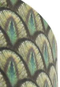 Abajur din catifea cu design de păun 40/40/40 interior auriu