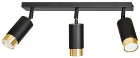 Plafoniera cu spoturi directionabile stil minimalist HIRO 3 negru/auriu