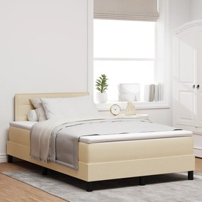 vidaXL Pat Box Spring cu Saltea și LED Bej 120x200 cm Fabric