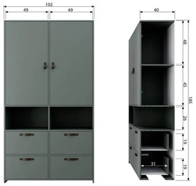 Dulap din lemn de pin vtwonen Soap, gri