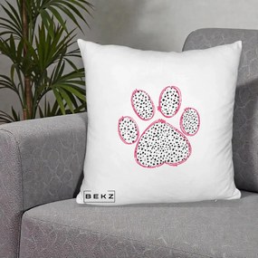 Perna Personalizata Labuta Dalmatian Roz Neon, 40x40 cm, Alb Pufos, Husa Detasabila, Perna Inclusa, BEKZ®