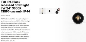 Spot LED incastrabil TULIPA Black recessed downlight 7W 24° 3000K CRI90 casambi IP44