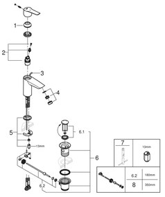 GROHE 31137002 - Baterie pentru lavoar QUICKFIX START, mărime S, finisaj crom lucios