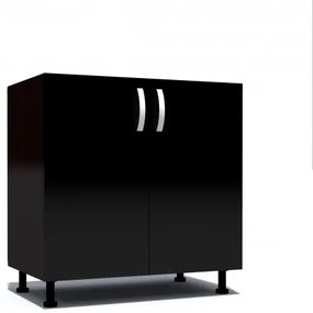 Corp inferior cu 2 usi 80 cm Zebra, Wenge/Negru, fara blat 80 x 82 x 50