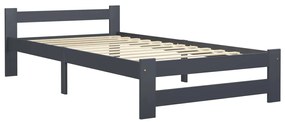 322020 vidaXL Cadru de pat, gri închis, 100x200 cm, lemn masiv de pin